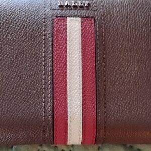 Bally Leather Wallet with Red and White Accent